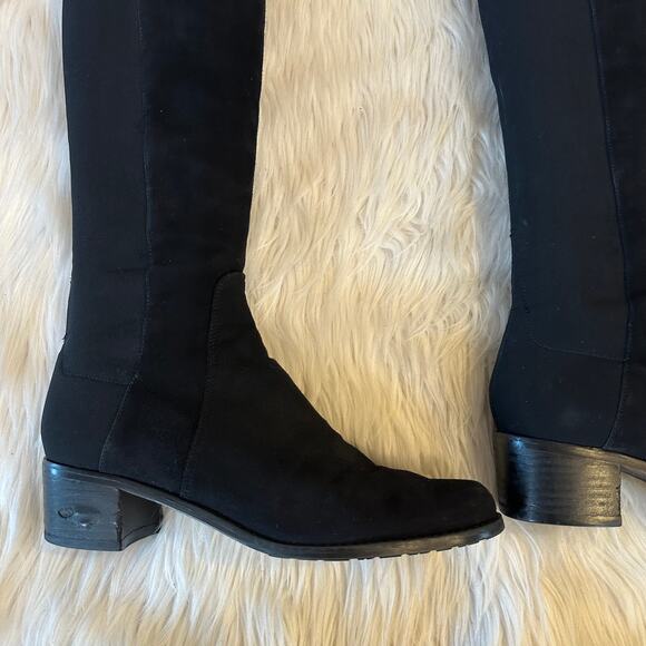 Stuart Weitzman 5050 Reserve Over the Knee High Boots Suede Block Heeled Black - Picture 6 of 16